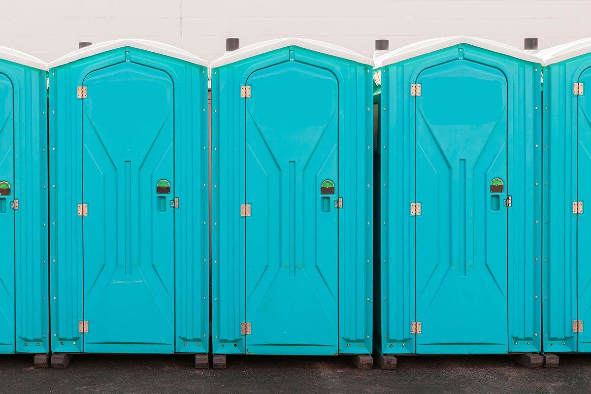 Industrial portable restroom units at a plant in Missoula, Montana