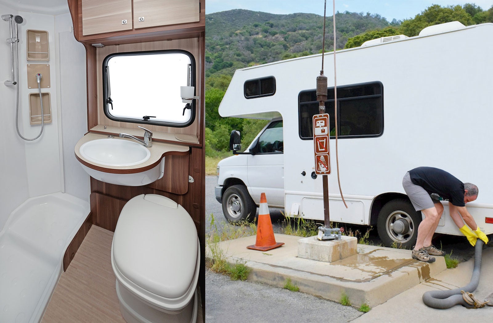 Portable RV/camper toilet and holding tank setup in Missoula, Montana